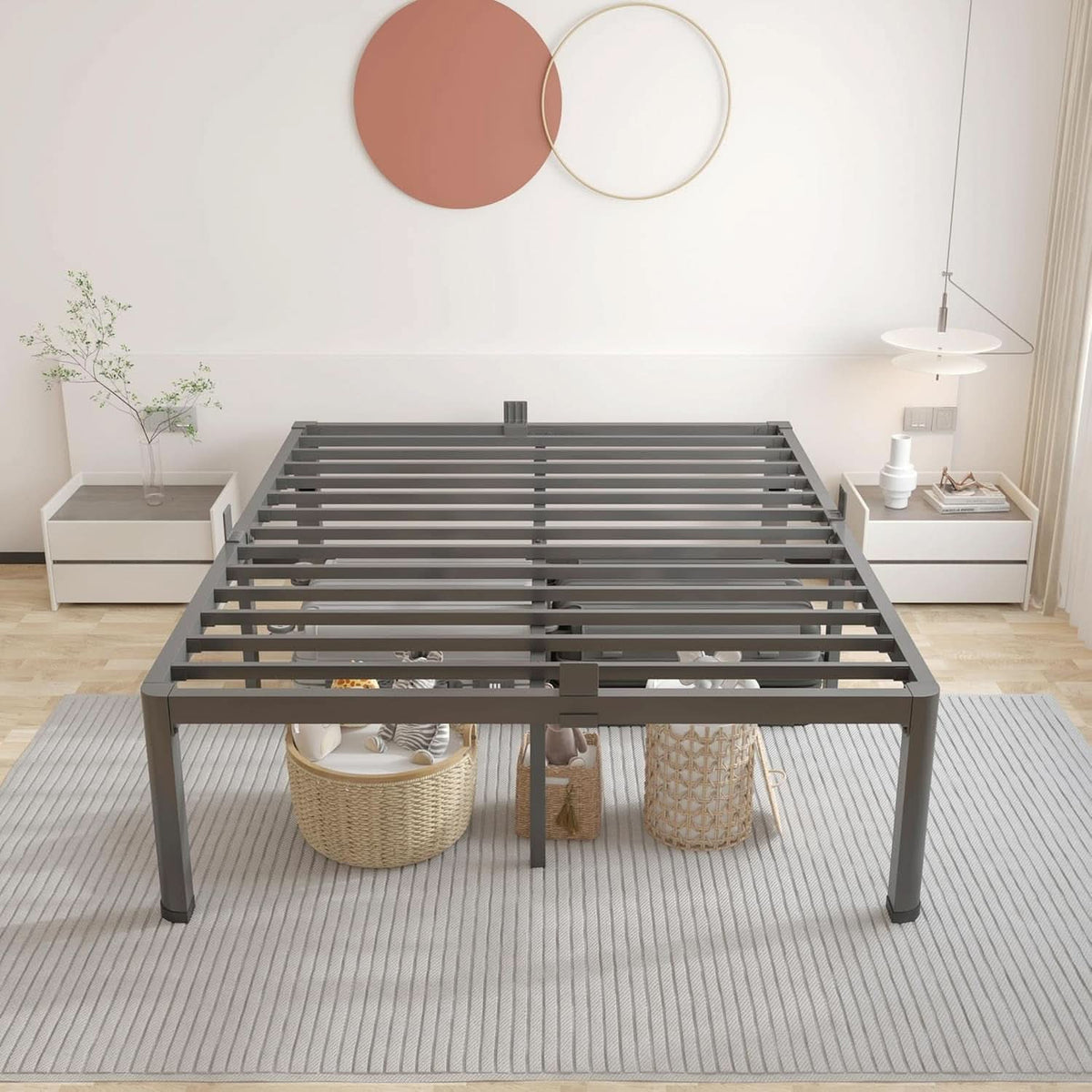 Premium King Size Metal Bed Frame With Under Bed Storage