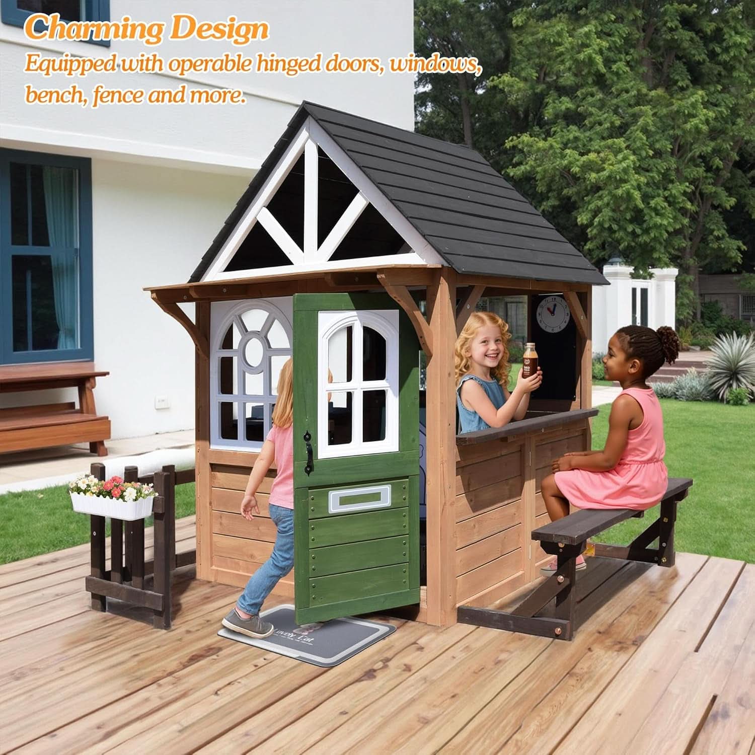 Premium Large Fir Wood Outdoor Playhouse DutchDoor