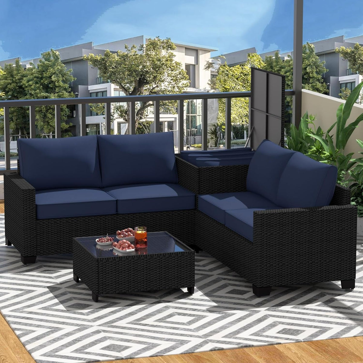 Premium Rattan Outdoor Furniture Set with Storage Solutions