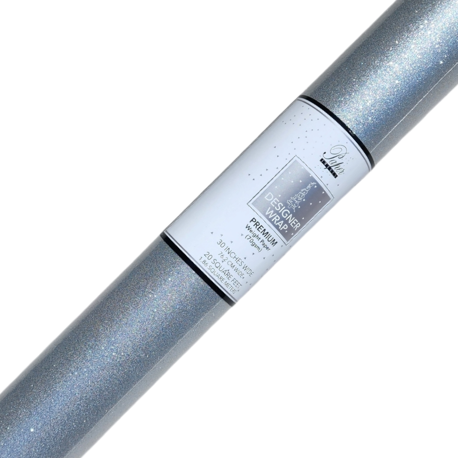 Premium Sparkle Roll Wrap - 30" x 96" - Silver Starlight