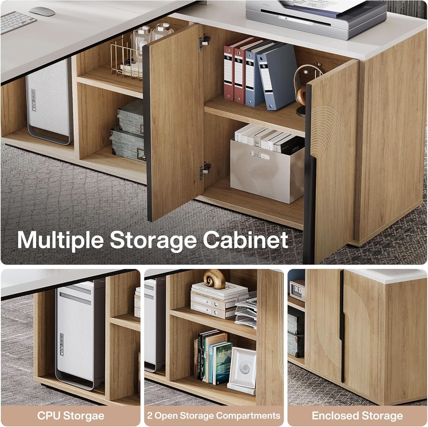 Premium White Engineered Wood Corner Desk 74.8 Inches