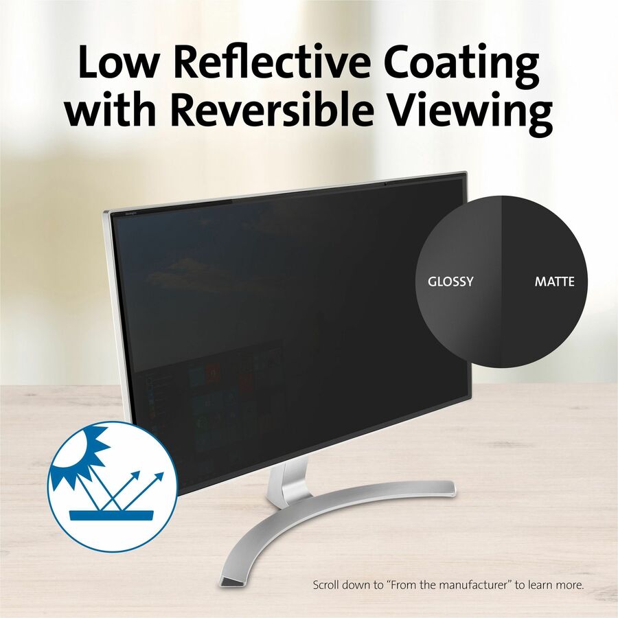 Privacy Screen Monitor 24 Inch Magnetic Strip - TAA Compliant Blue Light Protection | TecISoft K58357WW