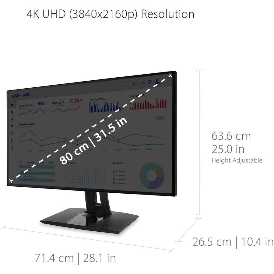 Professional 4K Monitor - ViewSonic VP3268a-4K 32" Pantone Validated Display with Docking Station | TechSoft