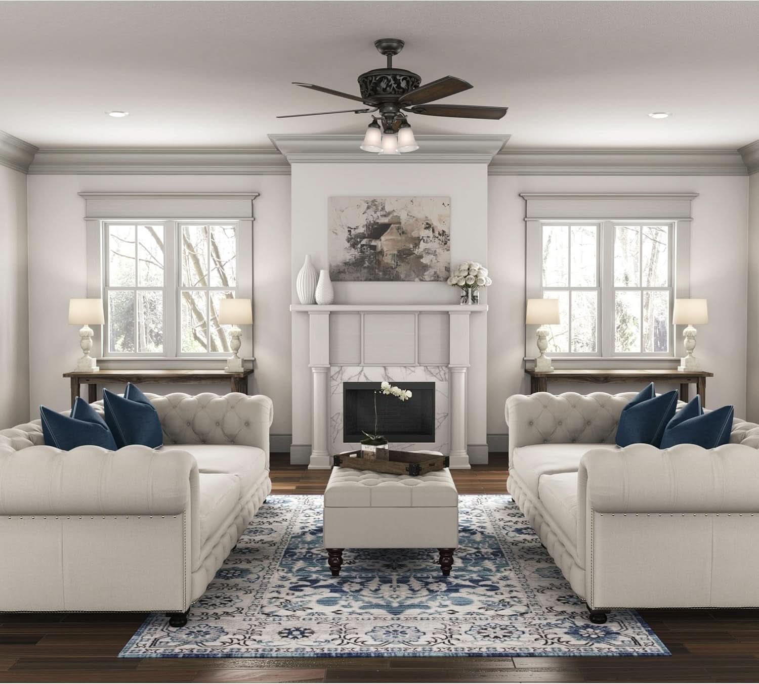 Promenade 54 Inch Indoor Ceiling Fan LED Lights Bronze Finish DC Motor Remote