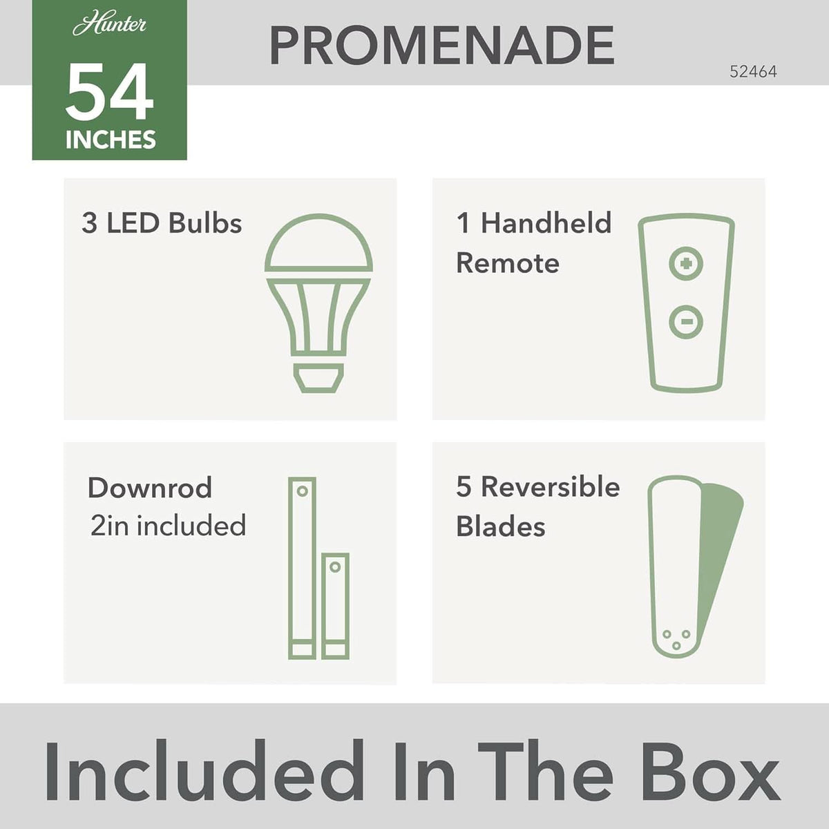 Promenade 54 Inch Indoor Ceiling Fan LED Lights Bronze Finish DC Motor Remote