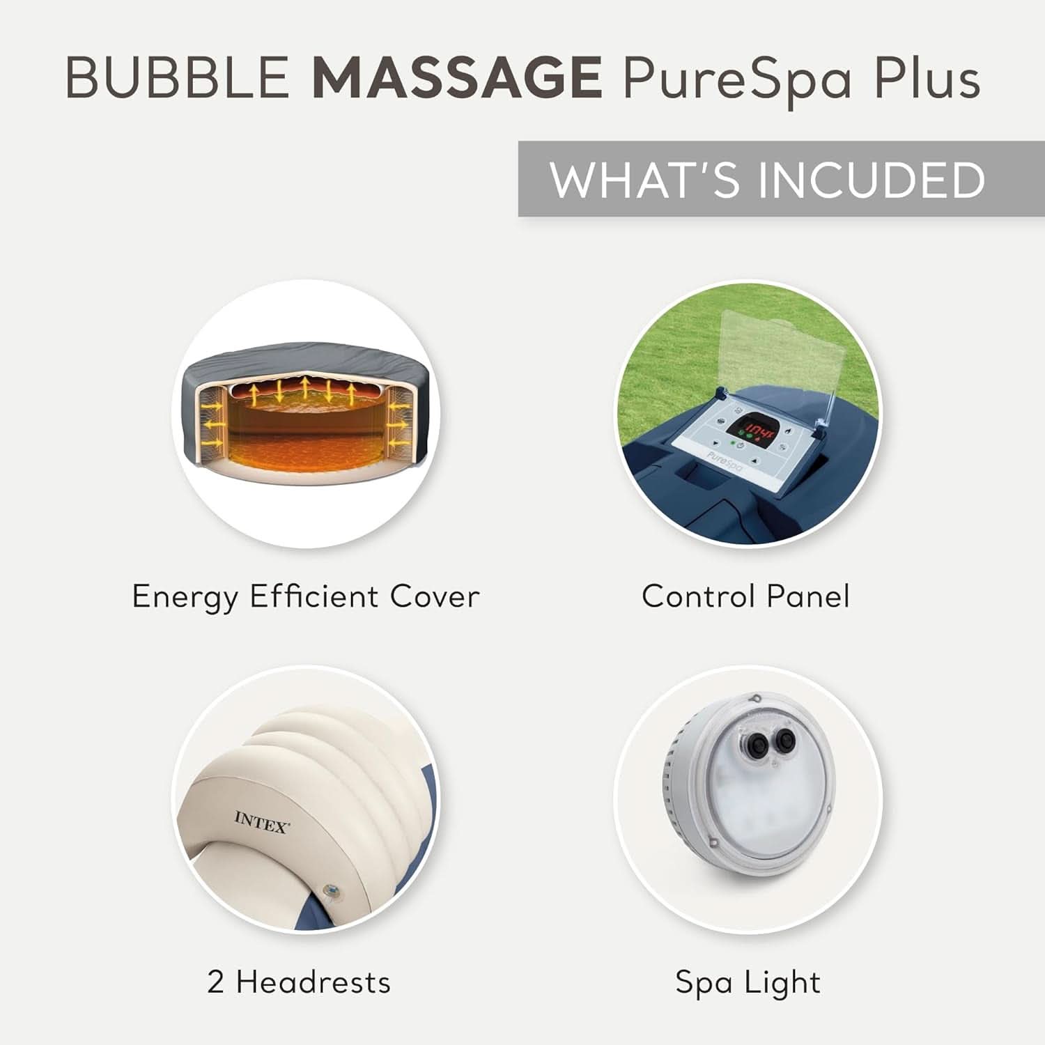 Purespa Bubble Massage Spa Set For Six With Contoured Headrests And Energy Efficient Spa Cover