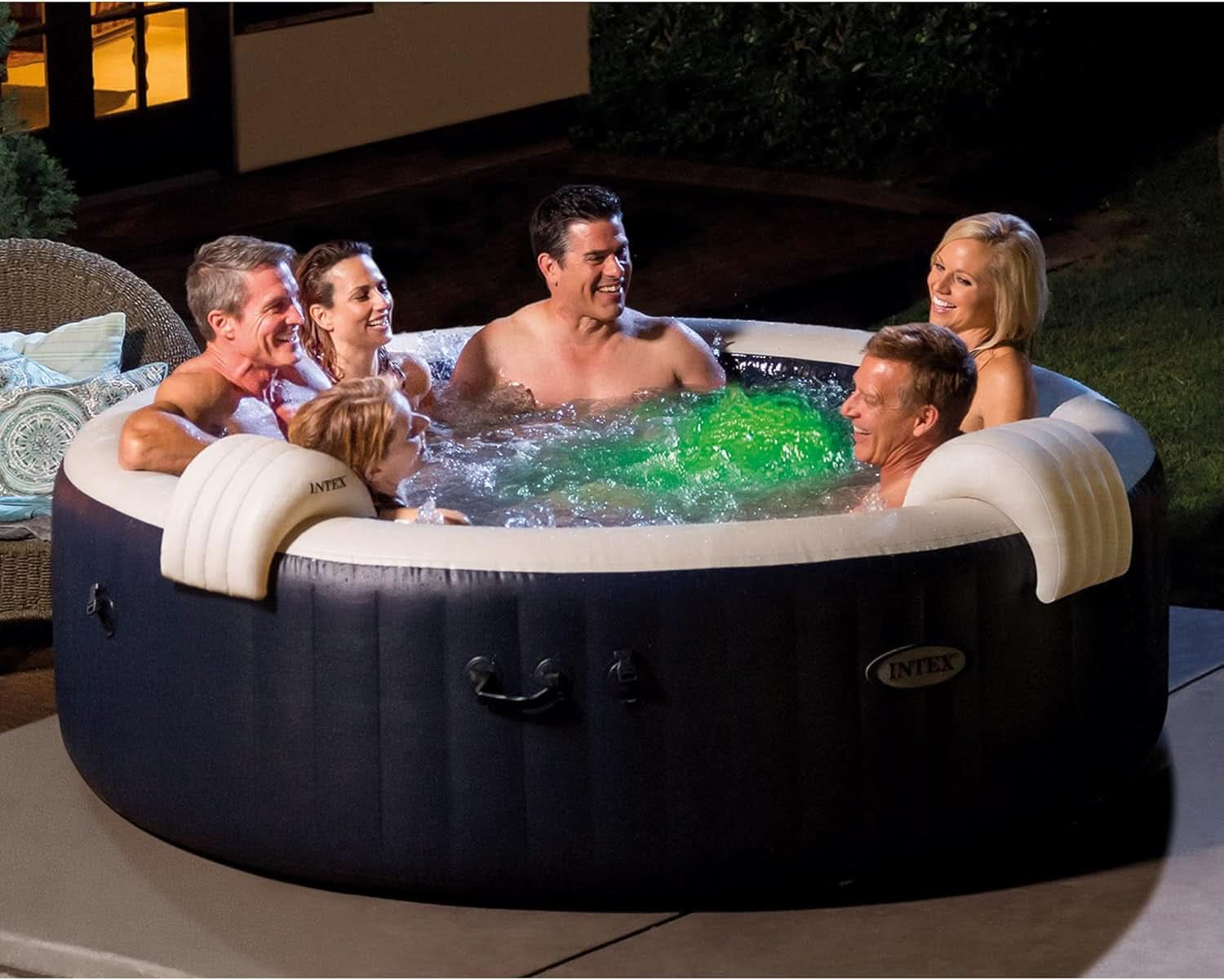 Purespa Bubble Massage Spa Set For Six With Contoured Headrests And Energy Efficient Spa Cover