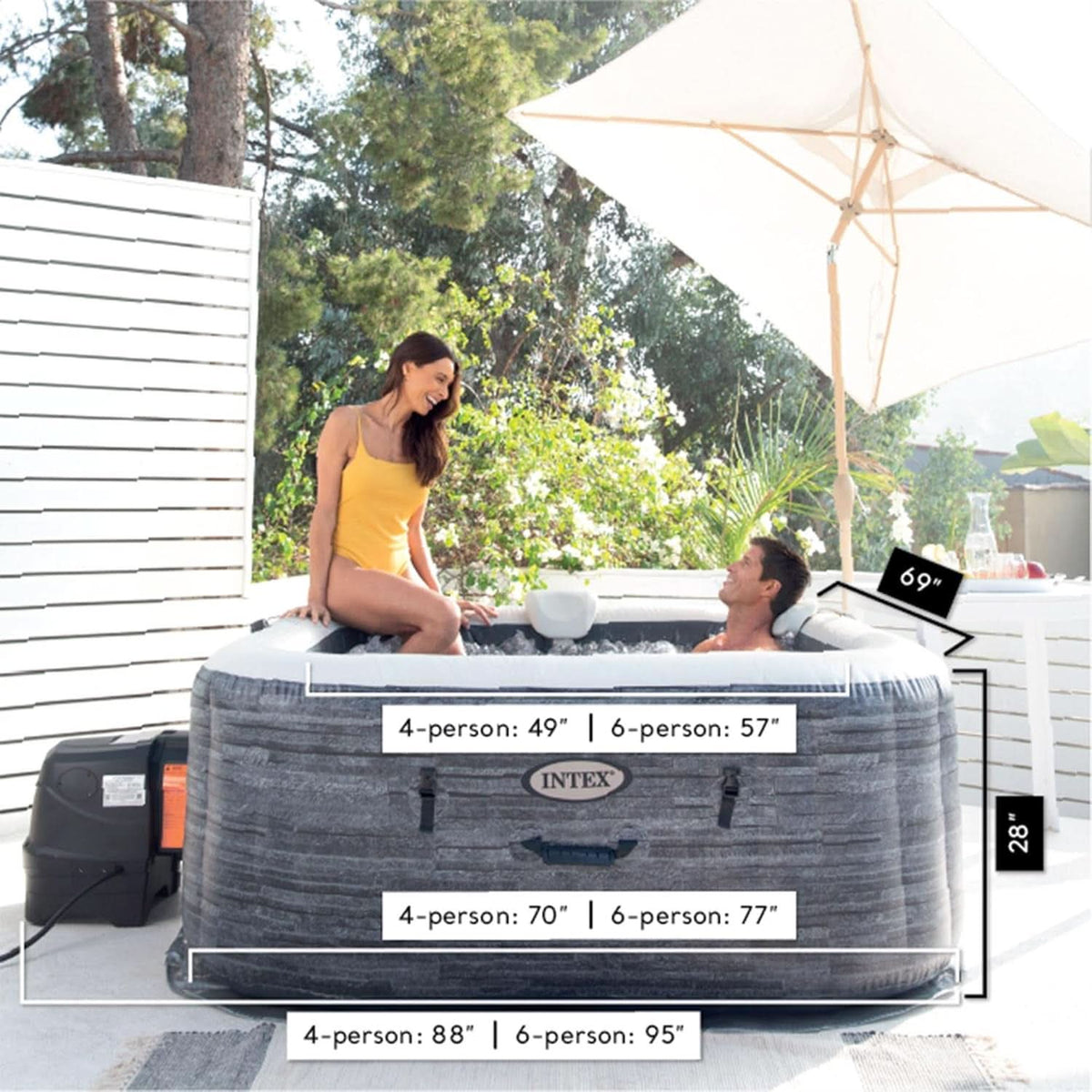 Purespa Plus Greystone 4-Person Inflatable Hot Tub with Jets