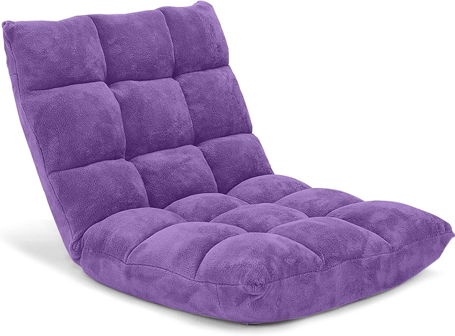 Purple Floor Chair With Back Support 14 Position Adjustable