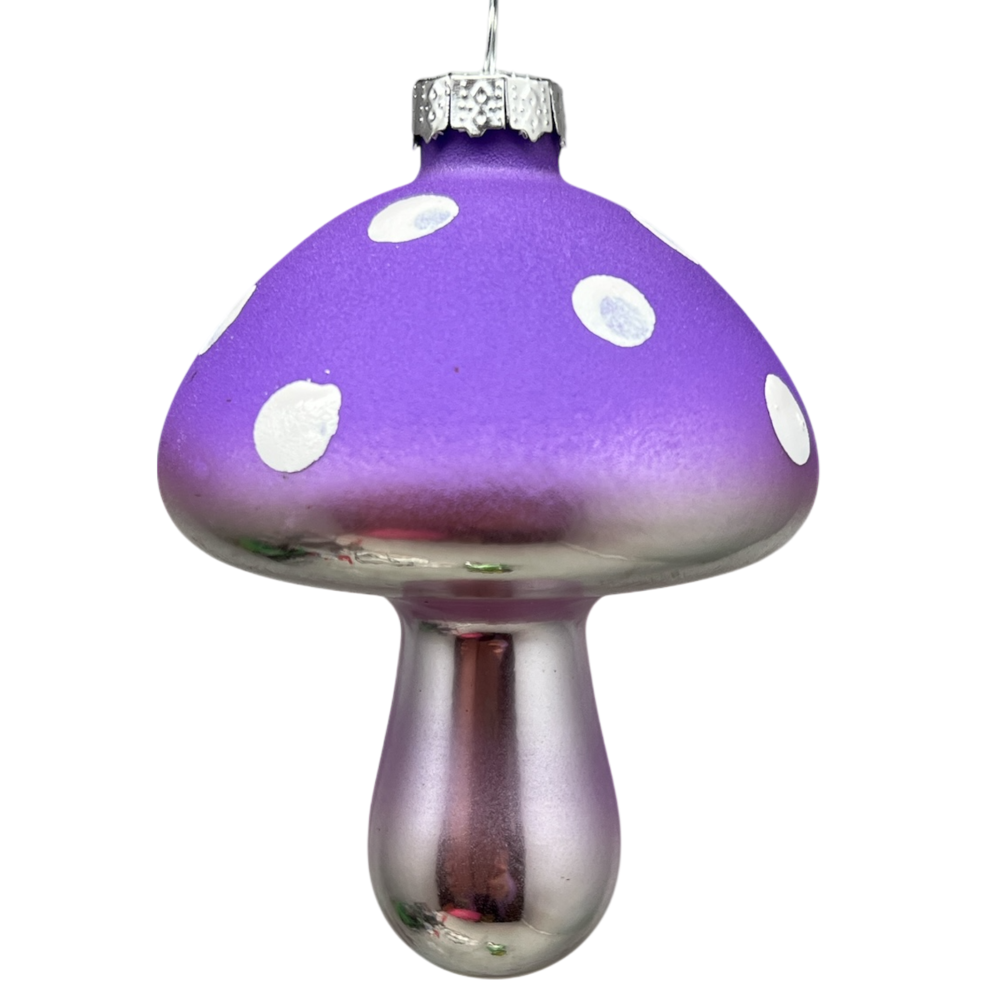 Purple Glow-In-The-Dark Glass Mushroom Ornament
