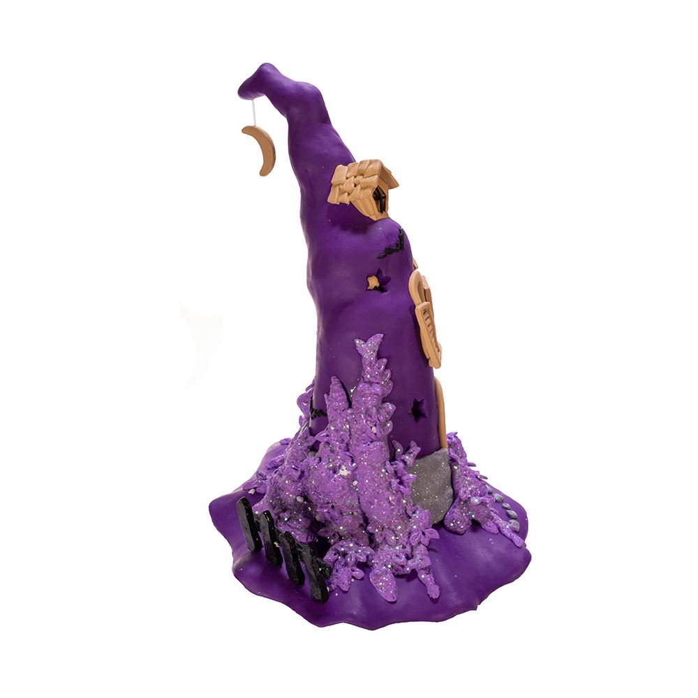 Purple LED Witch Hat Table Piece