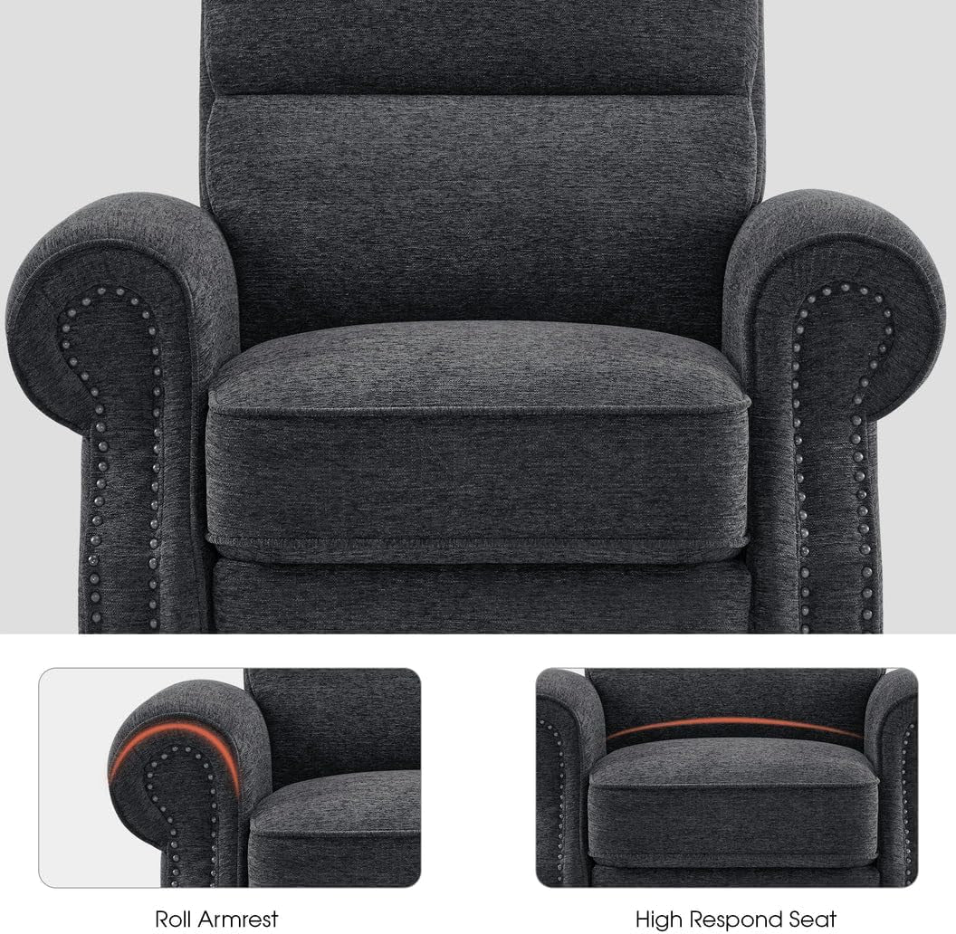 Pushback Recliner Chair Grey With Adjustable Recline