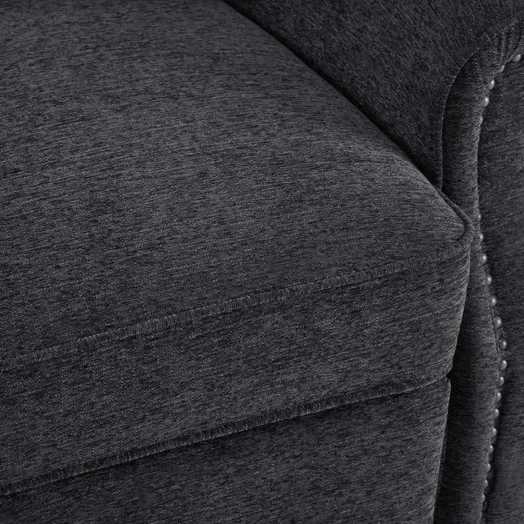 Pushback Recliner Chair Grey With Adjustable Recline