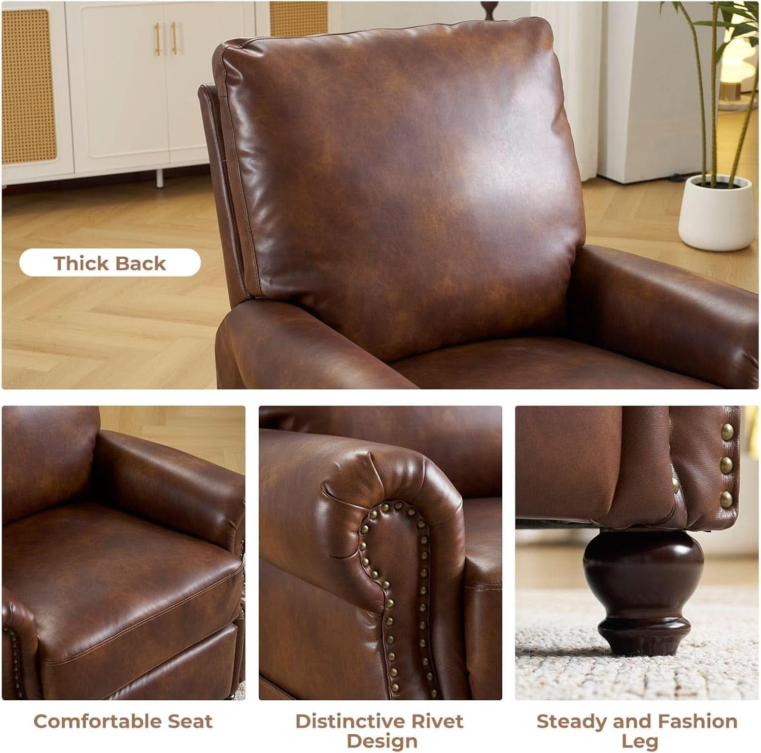 Pushback Recliner With Massage And Heating Light Brown