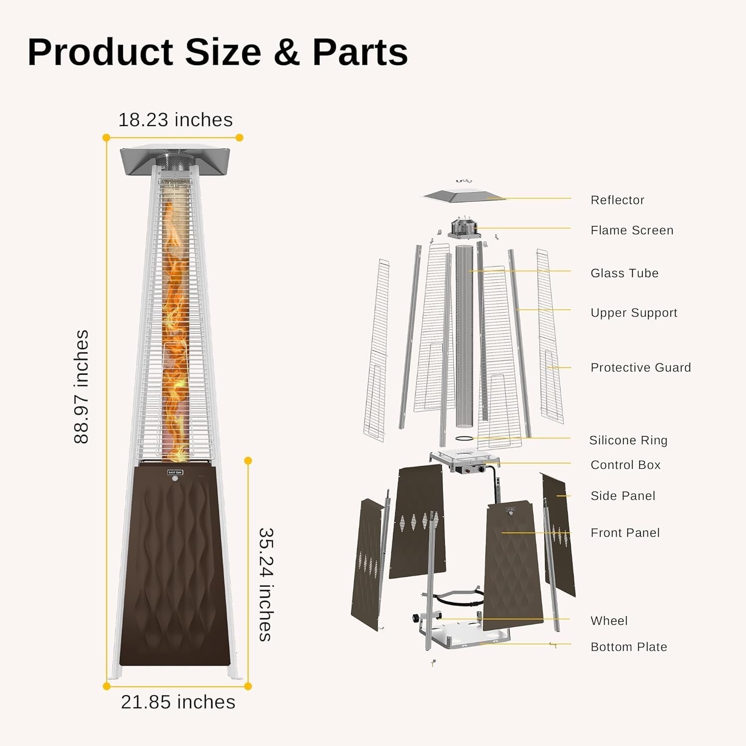 Pyramid 48000 BTU Propane Patio Heater With Wheels