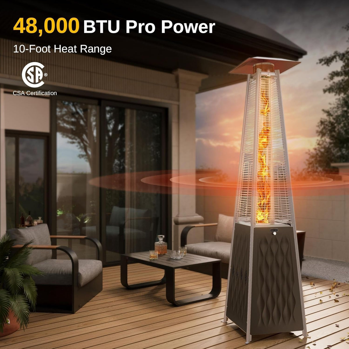 Pyramid 48000 BTU Propane Patio Heater With Wheels