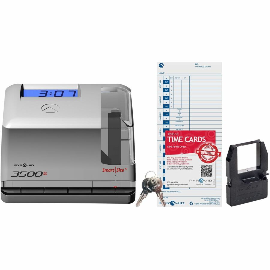 Pyramid Smart|Site Time Clock & Document Stamp - Card Punch/Stamp - Unlimited Employees -