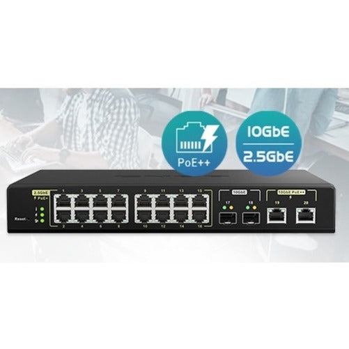 QNAP Managed Switch QSW-M2116P-2T2S - 16-Port 2.5GbE PoE++ L2 Switch | TecISoft QSW-M2116P-2T2S-US