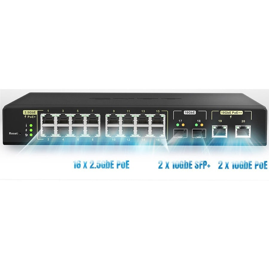 QNAP Managed Switch QSW-M2116P-2T2S - 16-Port 2.5GbE PoE++ L2 Switch | TecISoft QSW-M2116P-2T2S-US