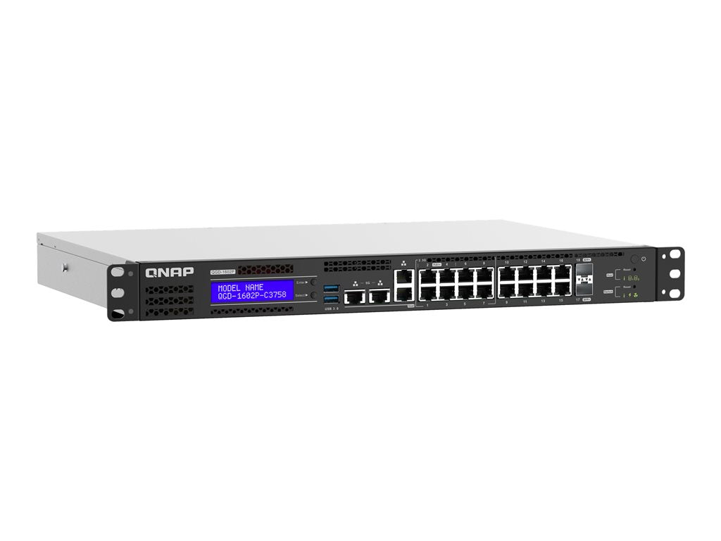 QNAP QGD-1602P - Switch - smart - 4 x 100/1000/2.5G (PoE++) + 4 x 100/1000/2.5G (PoE+) + 8 x 10/100/1000 (PoE+) + 2 x 10 Gigabit QGD-1602P-C3558-8G-US