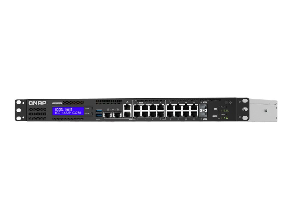 QNAP QGD-1602P - Switch - smart - 4 x 100/1000/2.5G (PoE++) + 4 x 100/1000/2.5G (PoE+) + 8 x 10/100/1000 (PoE+) + 2 x 10 Gigabit QGD-1602P-C3558-8G-US