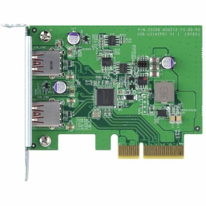 QNAP QXP-10G2U3A USB Adapter - PCI Express 2.0 x2 - Plug-in Card - 2 USB Port(s) - UASP Su