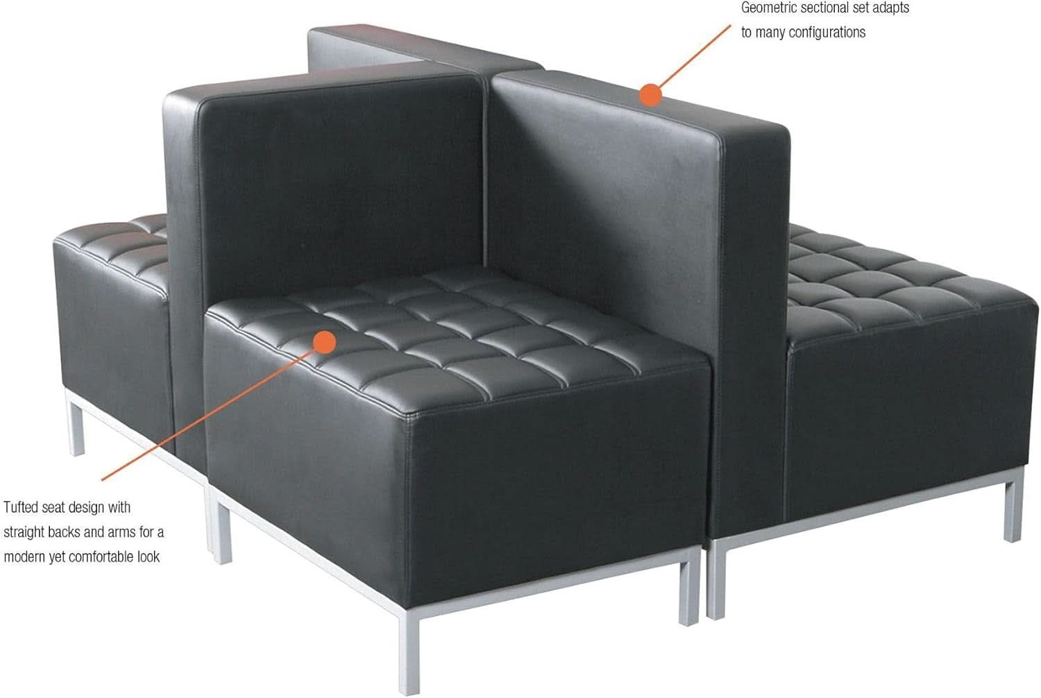 QUB Series Powered Armless L Shaped Sectional Black