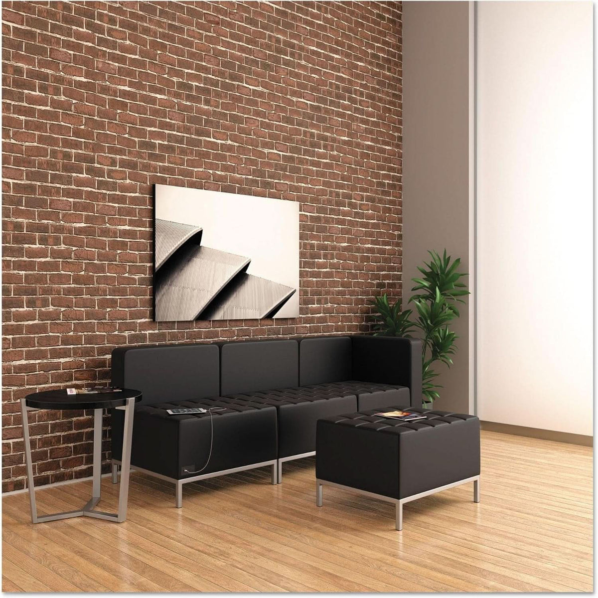 QUB Series Powered Armless L Shaped Sectional Black