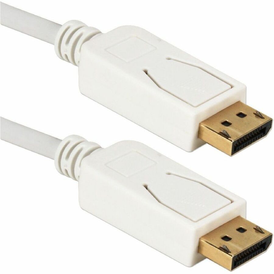 QVS 10ft DisplayPort UltraHD 4K White Cable With Latches - 10 ft DisplayPort A/V Cable for