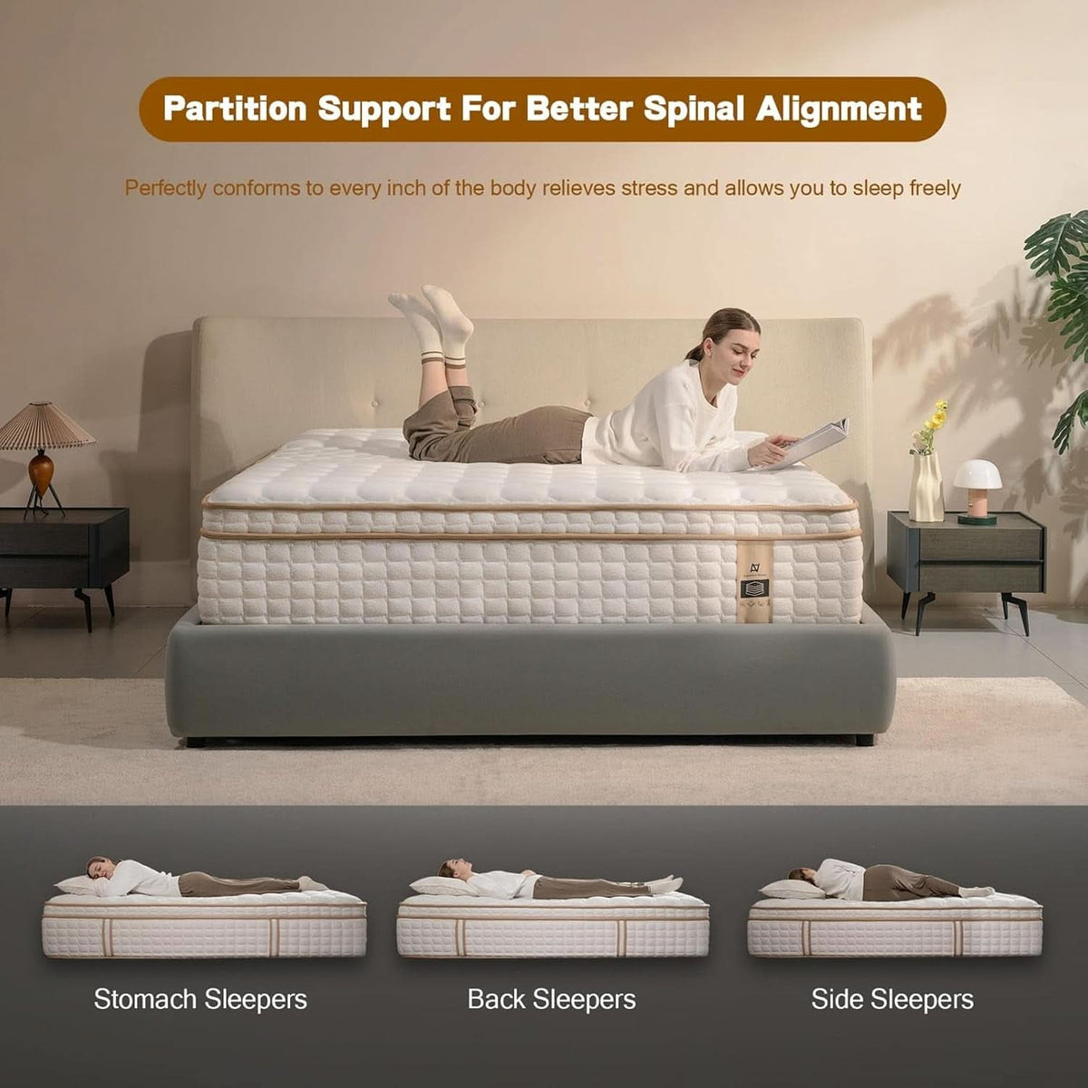Queen 12 Inch CertipurUS Memory Foam Hybrid Mattress