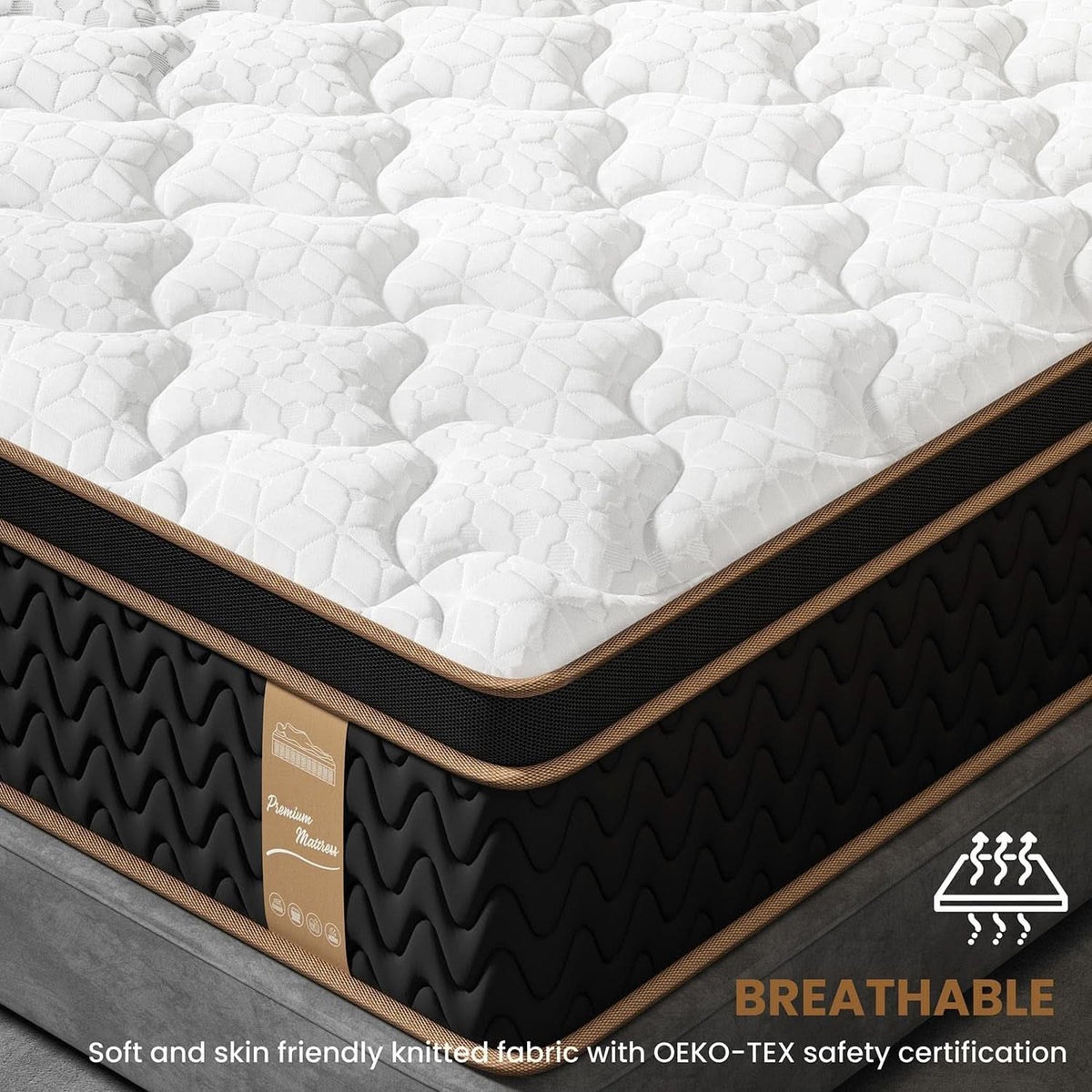 Queen 12 Inch Cooling Hybrid Mattress Certipur Certified