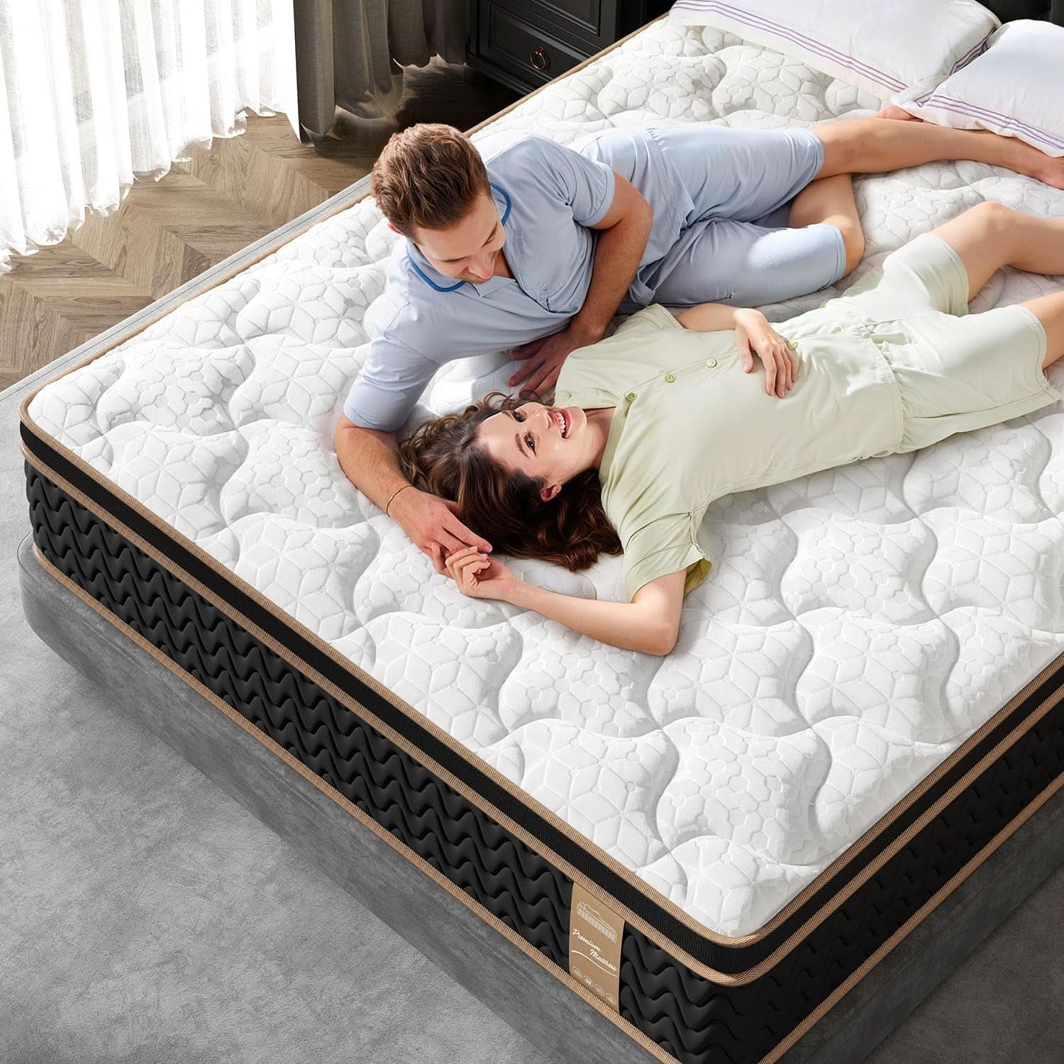 Queen 12 Inch Cooling Hybrid Mattress Certipur Certified