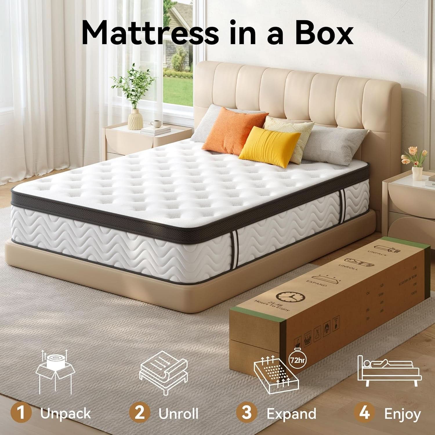 Queen 12 Inch Hybrid Mattress With Ultra Memory Foam