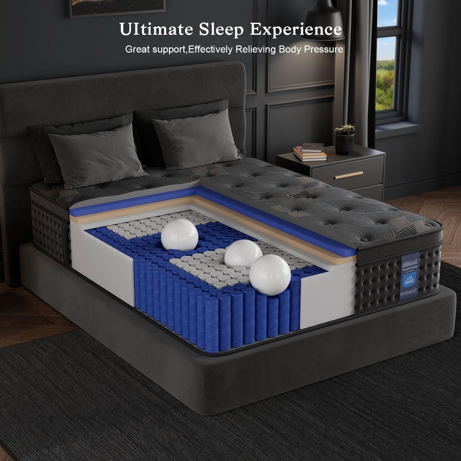 Queen 12 Inches Hybrid Memory foam Mattress CertipurUS