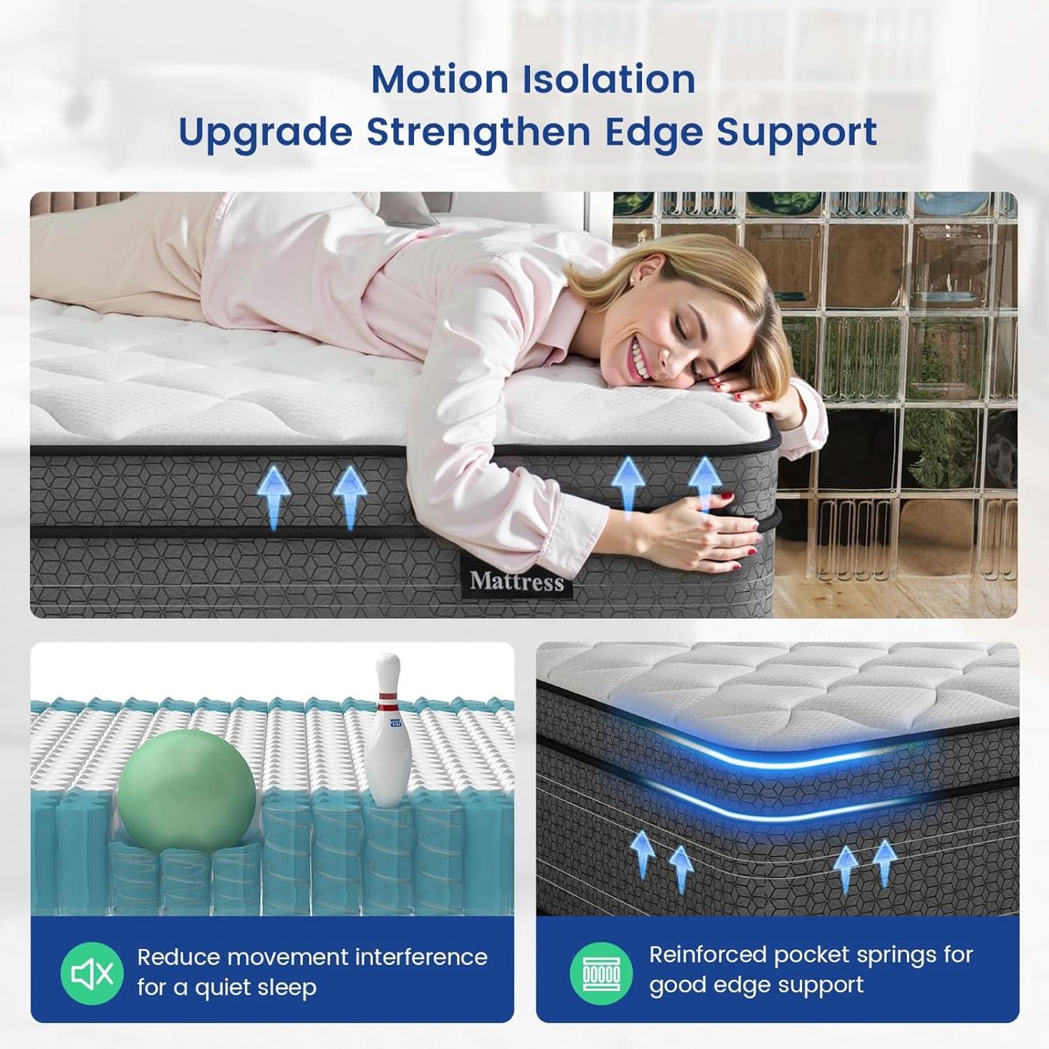 Queen 14 Inch Hybrid Memory Foam Mattress With Pocket Springs