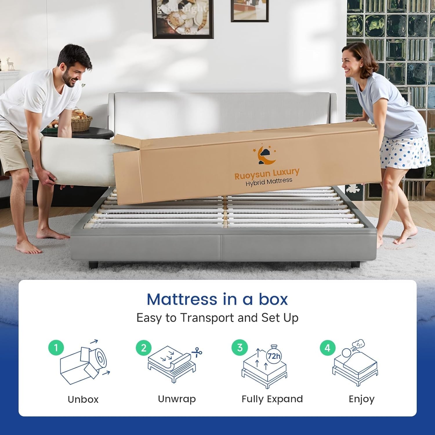 Queen 14 Inch Hybrid Memory Foam Mattress With Pocket Springs