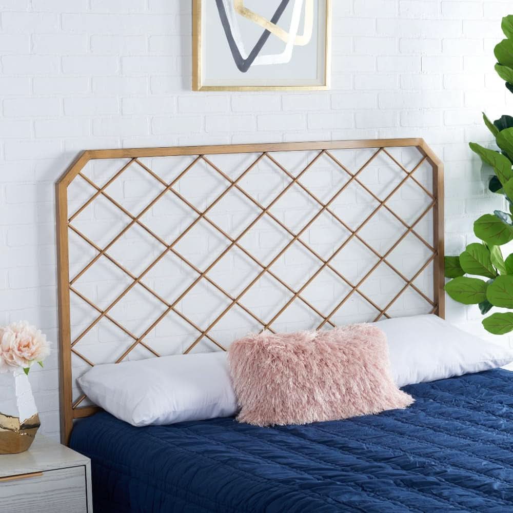 Queen Antique Gold Stitch Headboard for Stylish Bedrooms