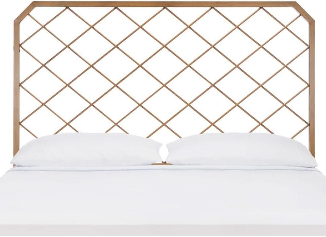 Queen Antique Gold Stitch Headboard for Stylish Bedrooms