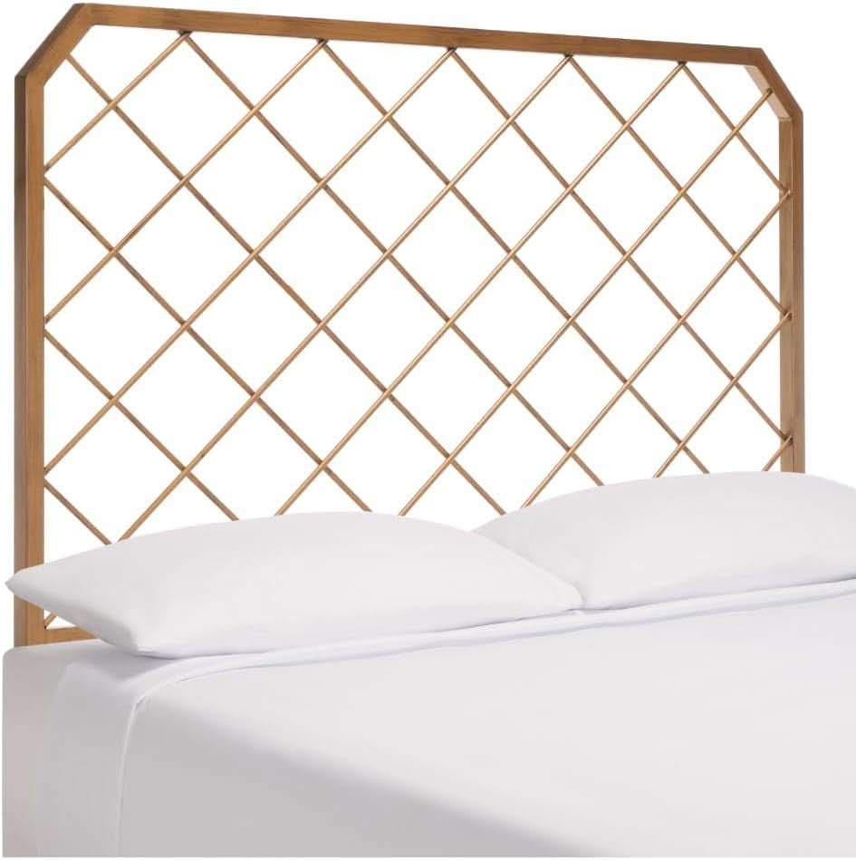 Queen Antique Gold Stitch Headboard for Stylish Bedrooms