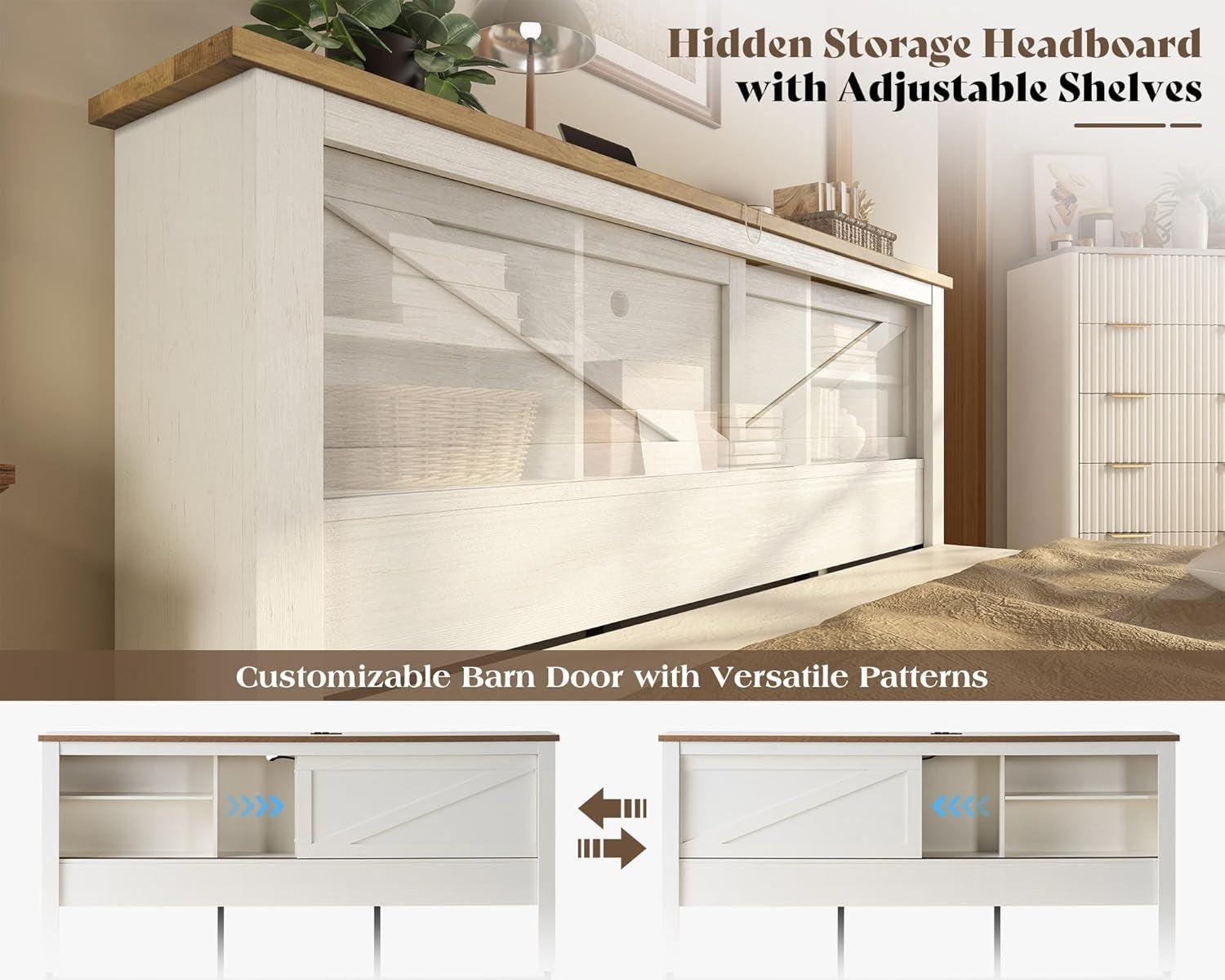 Queen Bed Frame With Hidden Headboard Charging Station