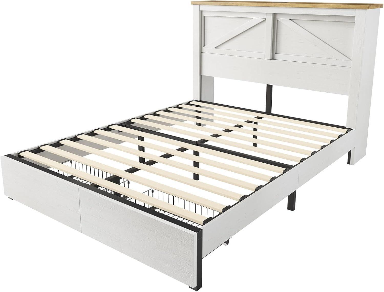 Queen Bed Frame With Hidden Headboard Charging Station