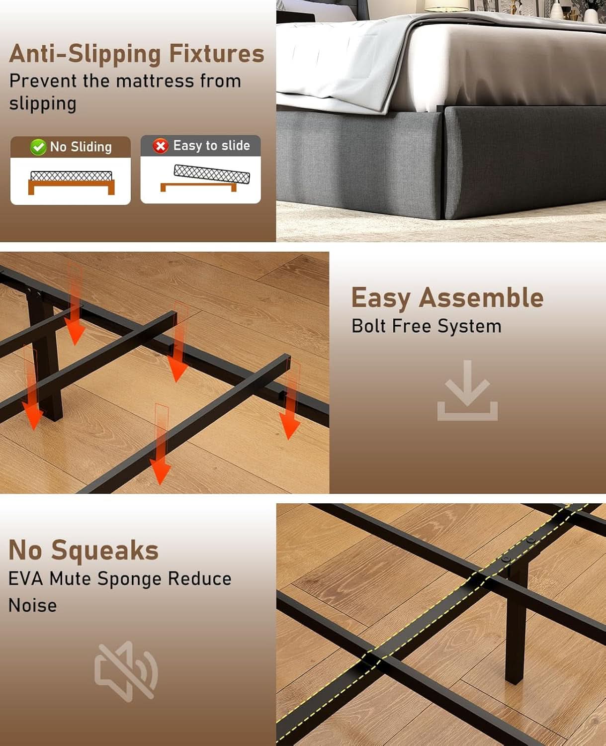 Queen Bed Frame With Storage Headboard LED Lighting