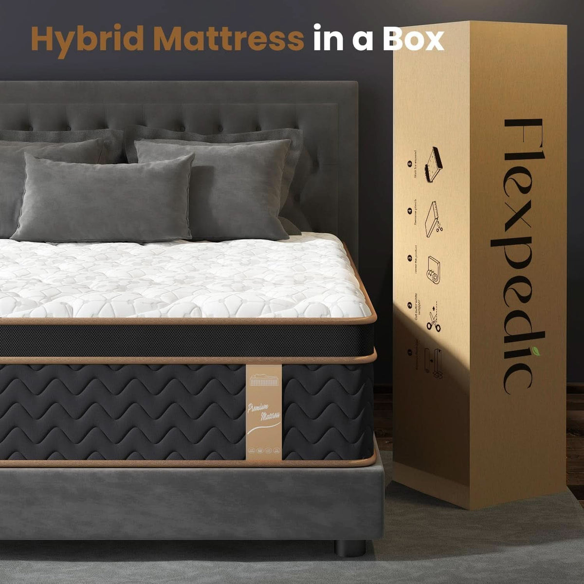 Queen Cooling Hybrid Mattress 14 Inch Certipur US Certified