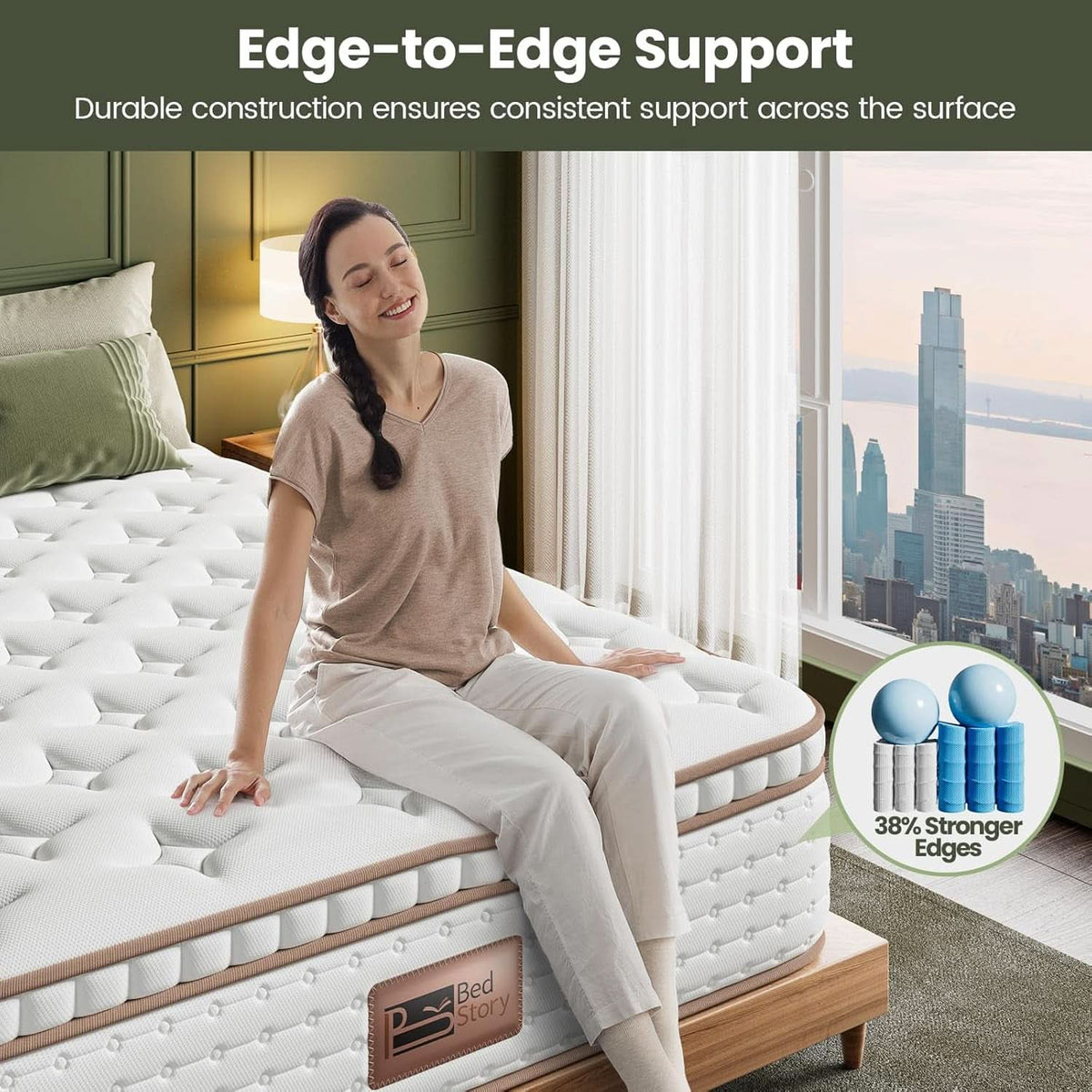 Queen Firm Hybrid Mattress Featuring Lumbar Support