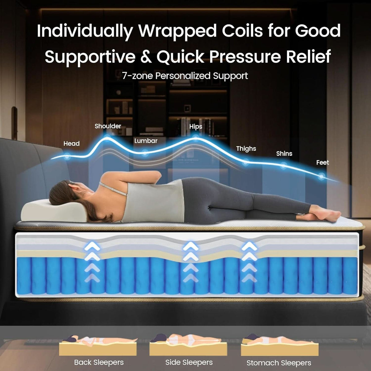 Queen Gel Memory Foam Hybrid Mattress Fourteen Inch Edge Support