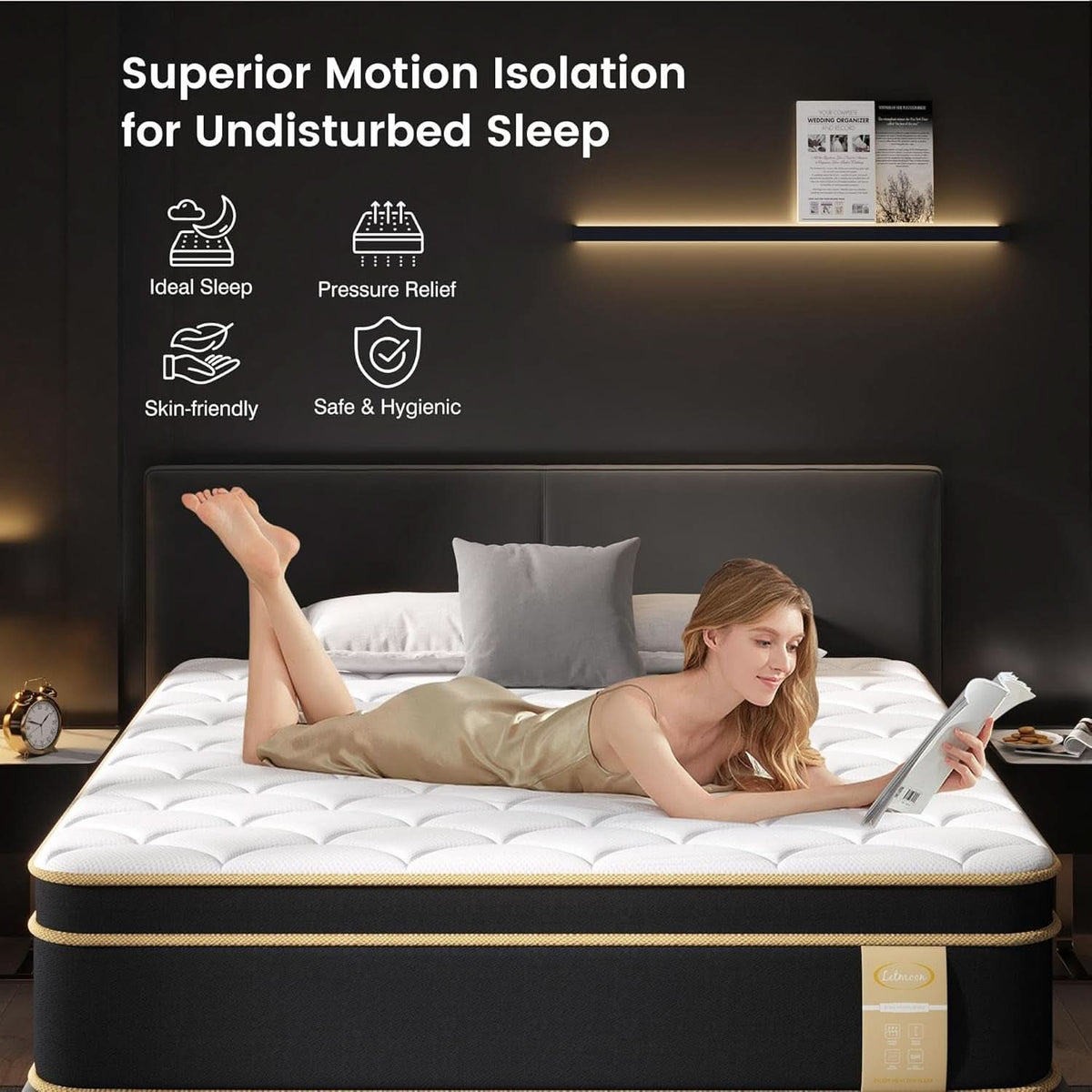 Queen Gel Memory Foam Hybrid Mattress Fourteen Inch Edge Support