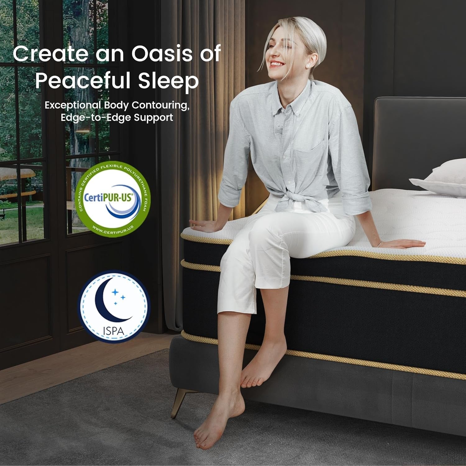 Queen Gel Memory Foam Hybrid Mattress Fourteen Inch Edge Support