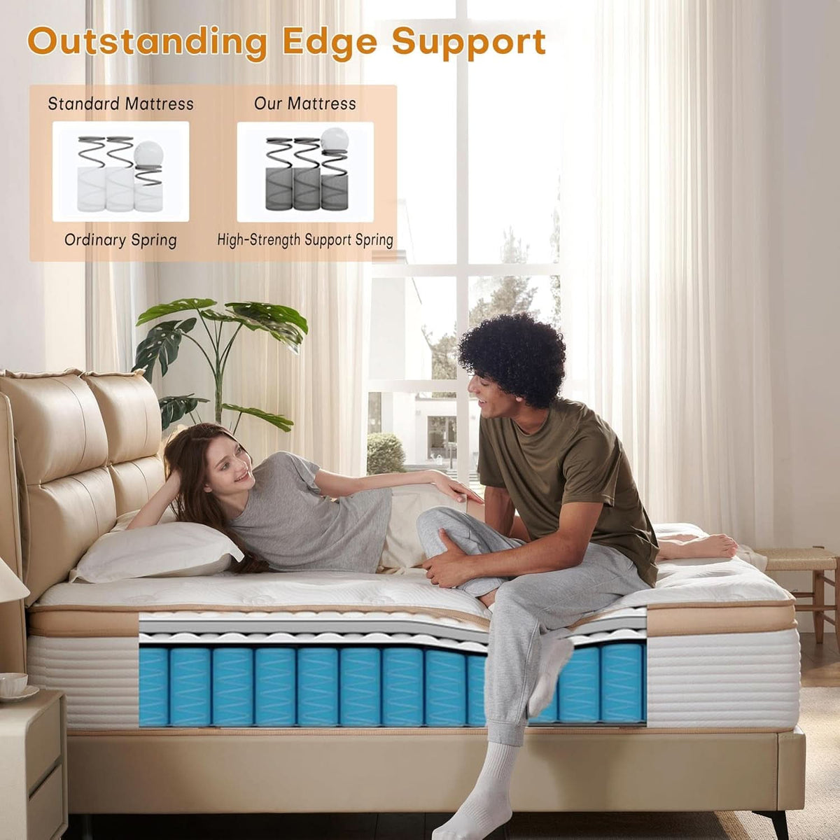 Queen Hybrid Mattress 12 Inch Memory Cloud Foam Ultra