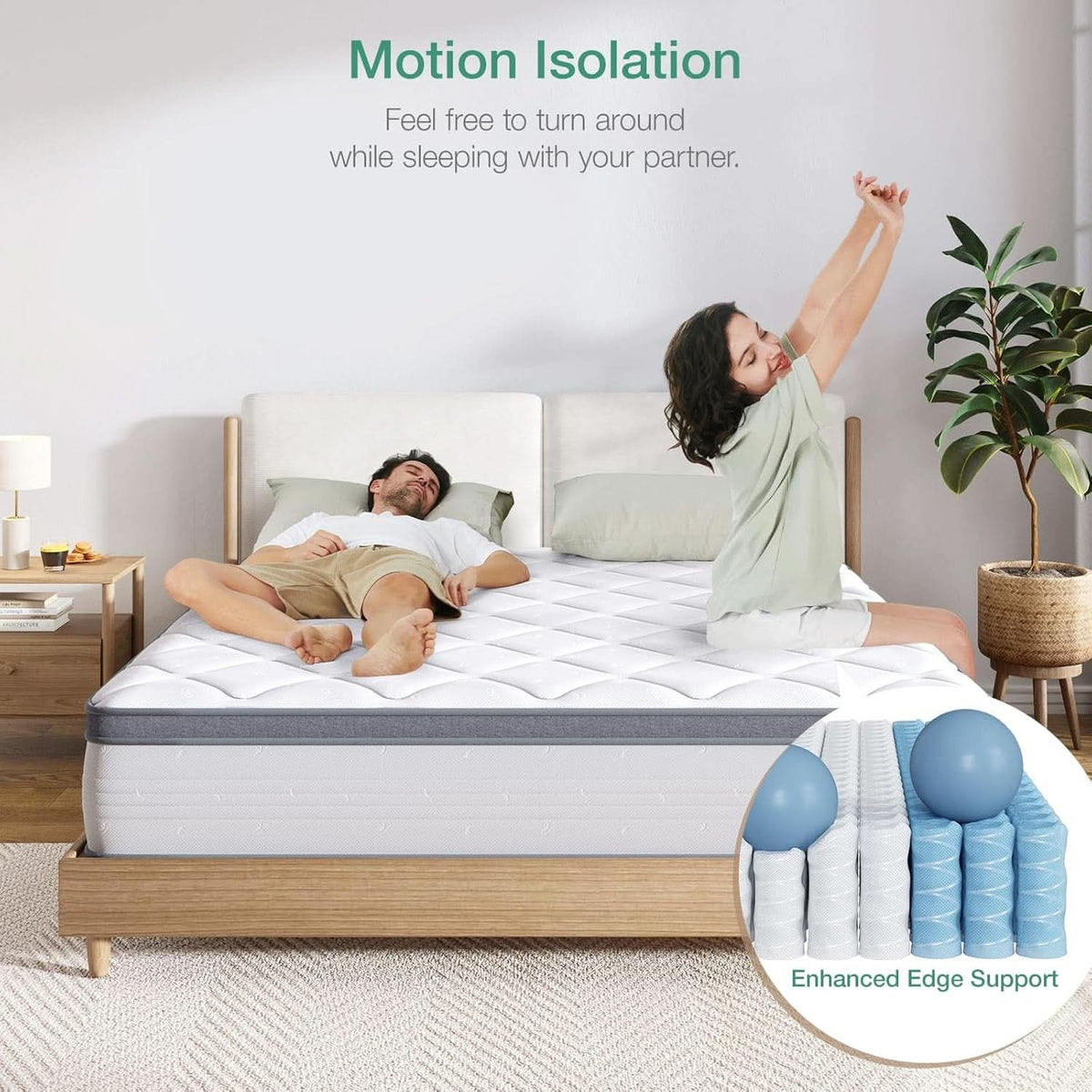 Queen Hybrid Mattress 12 Inch Soft Pillow Top Comfort