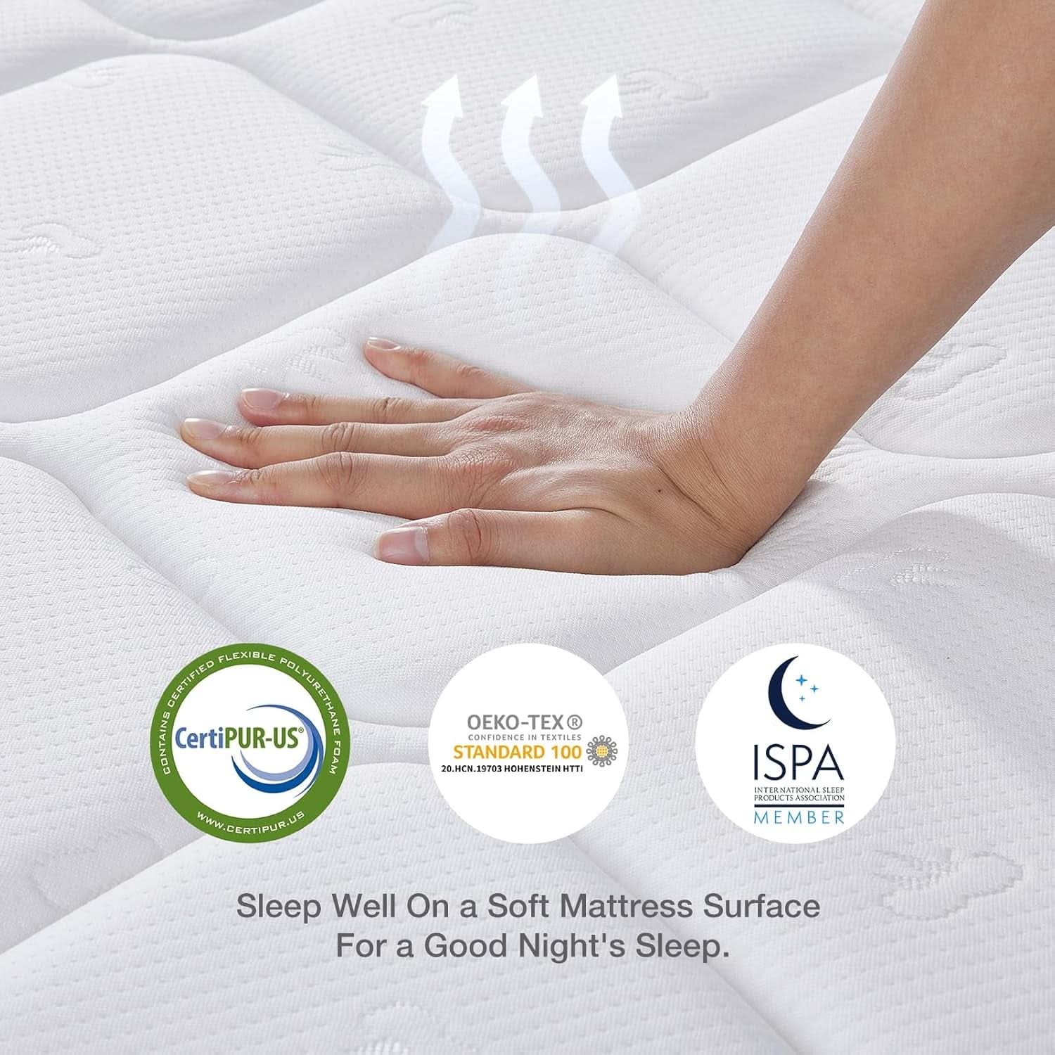 Queen Hybrid Mattress 12 Inch Soft Pillow Top Comfort